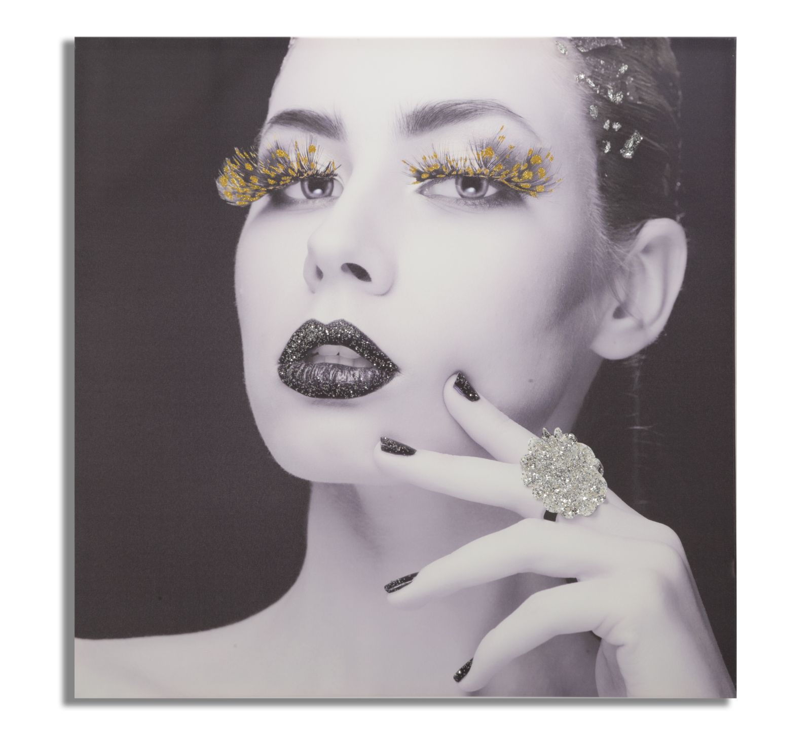 STAMPA SU TELA CON APPLICAZIONI LADY DARK CM 80X2,8X80