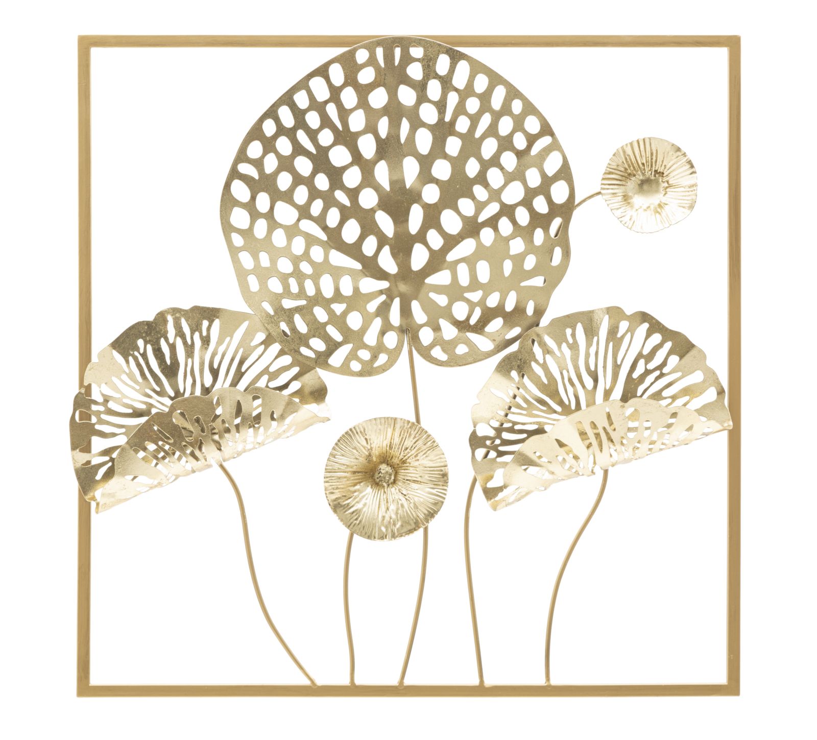 PANNELLO IN FERRO GOLD FLOWERS CM 50X5X50