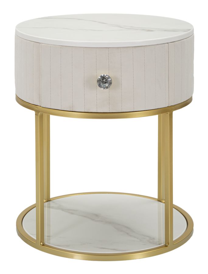 COMODINO MONTPELLIER CREMA CM Ø 42X48