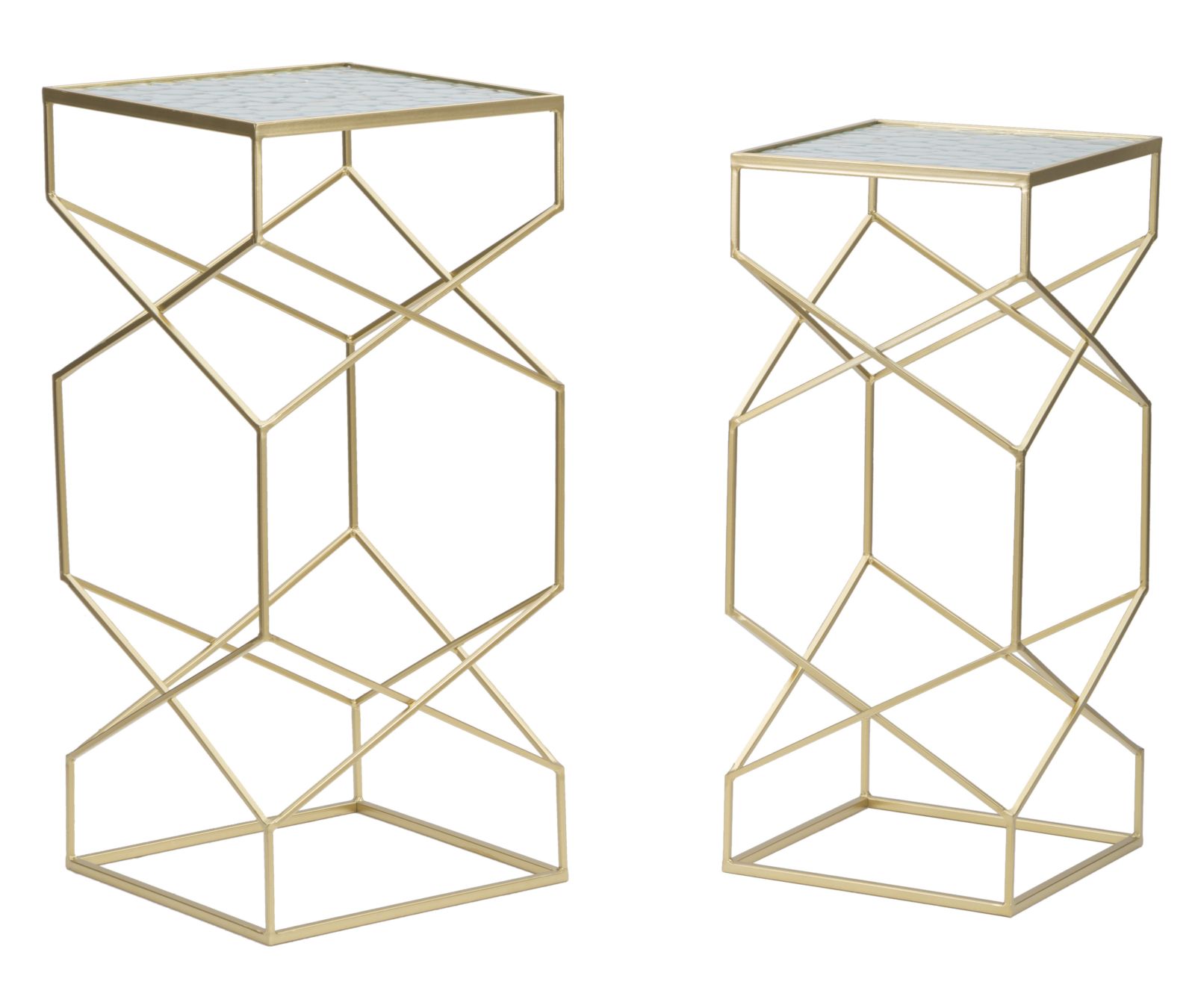 TAVOLINETTI GLASSY COPPIA CM 31,5X31,5X68-28X28X64