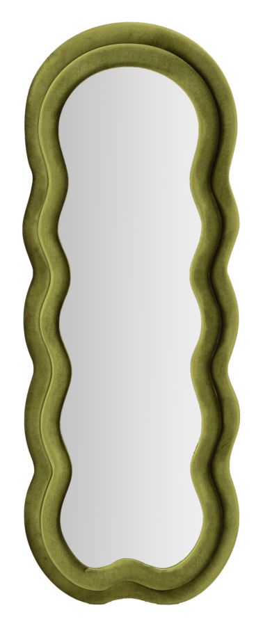 SPECCHIO DA MURO  MIKI VELLUTO VERDE CM 60X4X160 (MISURA SPECCHIO CM 39X135)