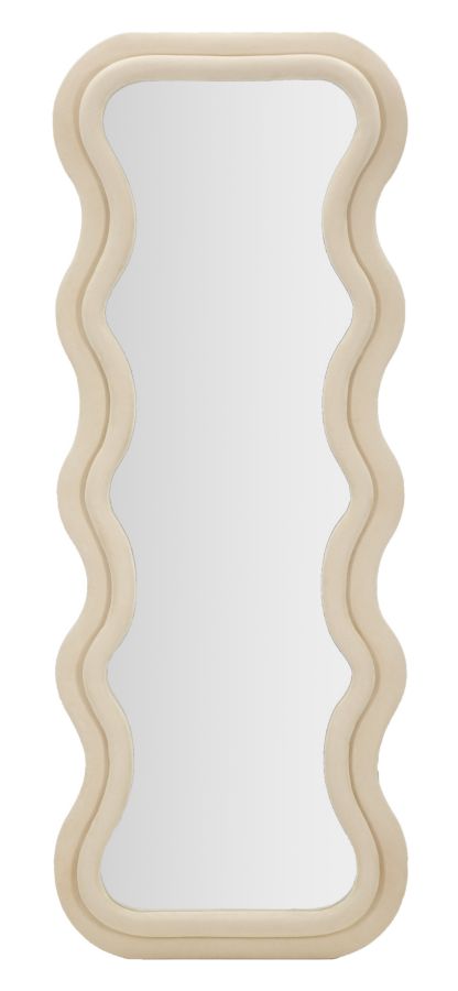 SPECCHIO DA MURO EMILY VELLUTO CREMA CM 60X6X160 (MISURA SPECCHIO CM 42X144)