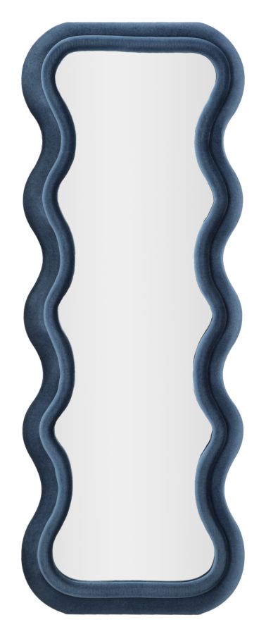 SPECCHIO DA MURO EMILY VELLUTO BLU CM 60X6X160 (MISURA SPECCHIO CM 42X144)