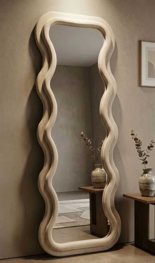 Specchio da parete 45x80,5h cm con mensola in legno - Rifler