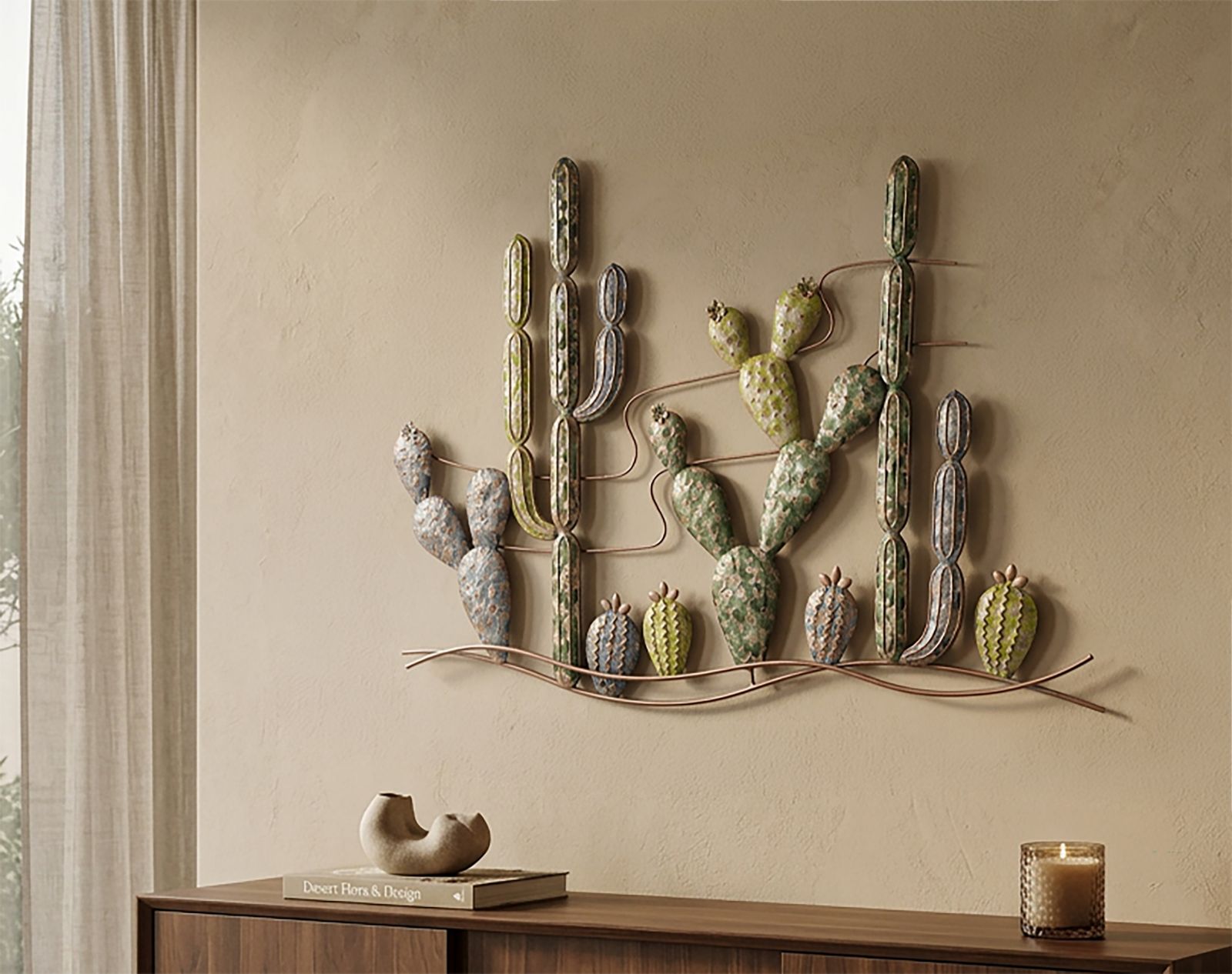 Pannello Tenda Cactus 140x260 Cm - Tessuto Misto Cotone Con Passanti, Grigio - 5