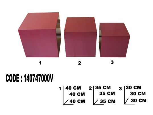 CUBO 5 FACCE SHINE VIOLA TRIS CM 40X40-35X35-30X30