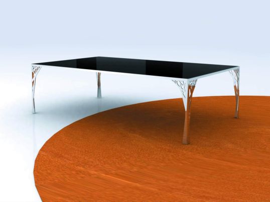 TAVOLO DA CAFFE' TREE ACCIAIO/VETRO RETT. CM 120X70X35