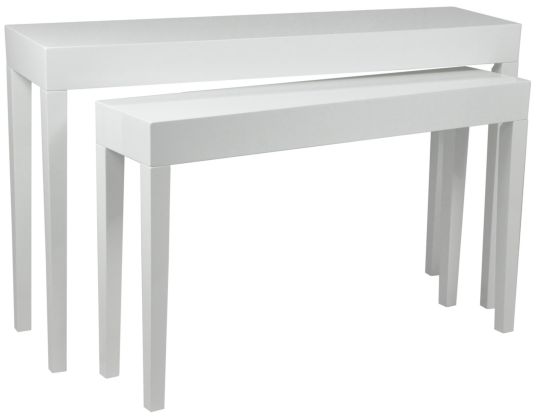 CONSOLE DODO COPPIA BIANCA CM 130X34X80-110X27X68