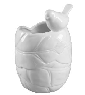 VASETTO CERAMICA C/UCCELLINO CM 15X15X22 MIN 3