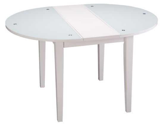 TAVOLO DA PRANZO ROT. VETRO E LEGNO ALLUNGABILE CM Ø 100X75