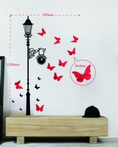 STICKER DA MURO BUTTERFLIES CON POST-IT CM 50X120 MIN 2
