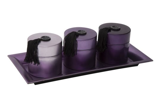 COFANETTI LACCATI SET 3 PZ C/VASSOIO CM Ø 9X9/COFANETTO MIN 2
