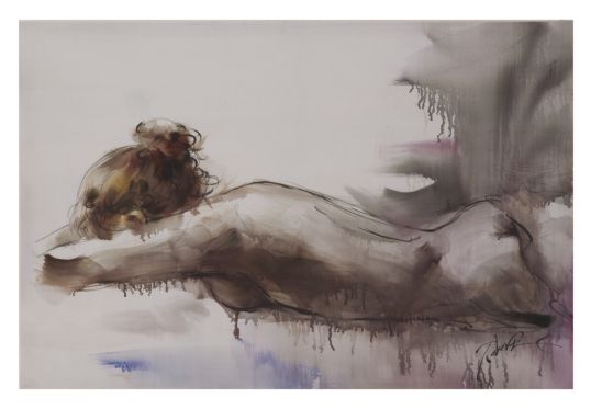 DIPINTO SU TELA DONNA NUDA SDRAIATA -A- CM 90X2,5X60
