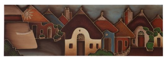 DIPINTO SU LEGNO ALBEROBELLO -B- CM 50X3X150