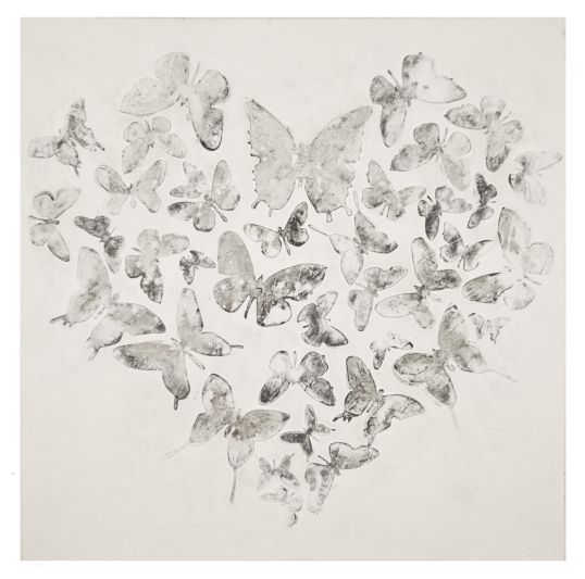 DIPINTO SU TELA SILVER HEART CM 80X3X80