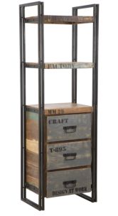 LIBRERIA C/CASSETTI CARIBBEAN CM 60X40X180 (LEGNO RICICLATO-PEZZI UNICI NON RIP.