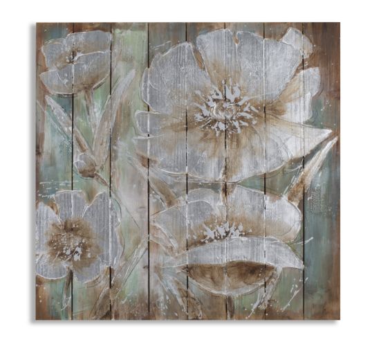 DIPINTO SU LEGNO TIME OF FLOWERS CM 80X4X80