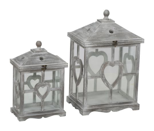 LANTERNA COEUR COPPIA CM 33X24X53 - 26X16X38