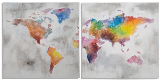 DIPINTO SU TELA CRAZY WORLD SET 2 PZ CM 100X3X100