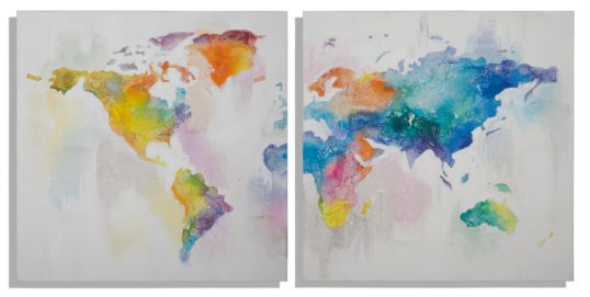 DIPINTO SU TELA MAD WORLD SET 2 PZ CM 100X3X100