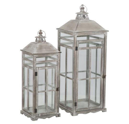 LANTERNA GLAZED COPPIA CM 34X34X97 - 26X26X75
