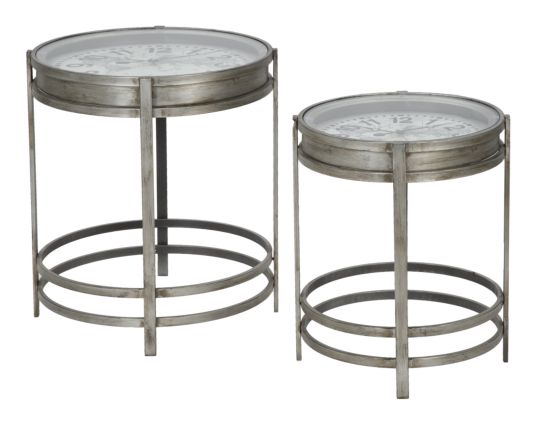 TAVOLO C/OROLOGIO MONDO SET 2 PZ Ø CM 52X60,7- 42,4X54,2