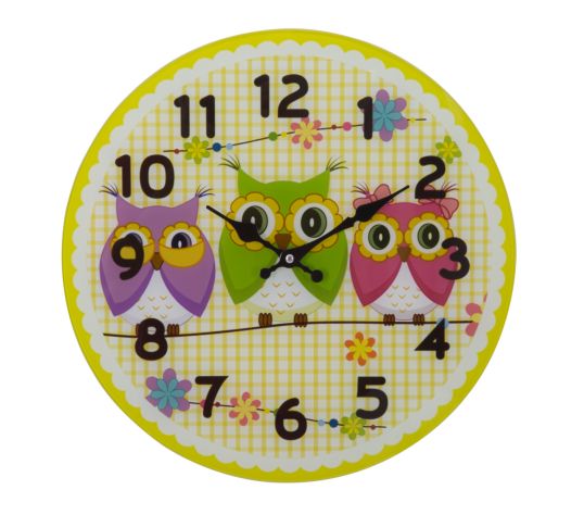 OROLOGIO IN VETRO OWLS FRIENDS -A- CM Ø 38X4 MIN 3