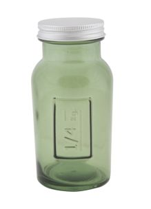 BARATTOLO TALL C/COPERCHIO VETRO RICICLATO VERDE CM Ø 6,5X13,5 MIN 4