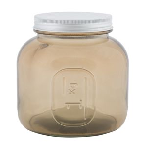 BARATTOLO LOW C/COPERCHIO VETRO RICICLATO FUMO CM Ø 13X13 MIN 2 (MADE IN SPAIN)