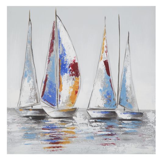 DIPINTO SU TELA BARCHE A VELA -A- CM 60X3X60