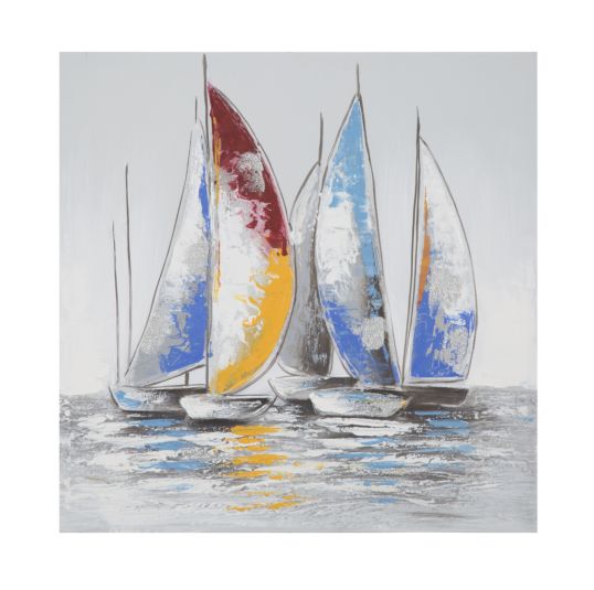 DIPINTO SU TELA BARCHE A VELA -B- CM 60X3X60