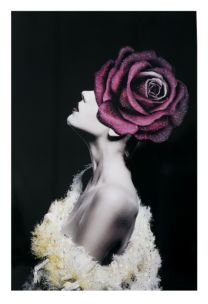 STAMPA SU TELA CON APPLICAZIONI -A- LADYROSE CM 80X3,8X120