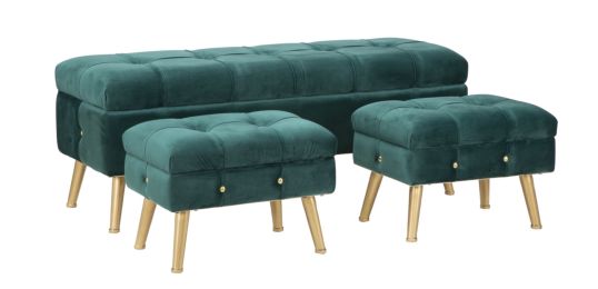PUFF/CONTENITORE GLAM SET 3PZ VERDE CM 124X42X47,5-50X34X37