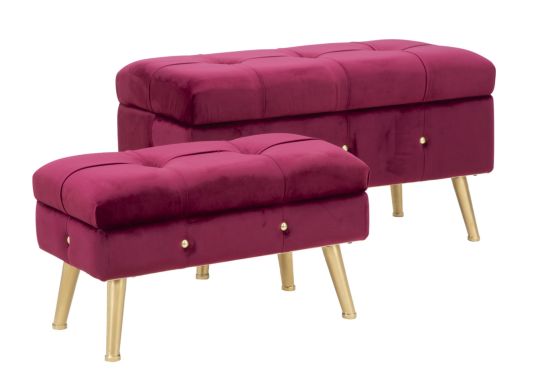 PUFF/CONTENITORE GLAM COPPIA BORDEAUX CM 84X42X47,5- 64X34X37,5