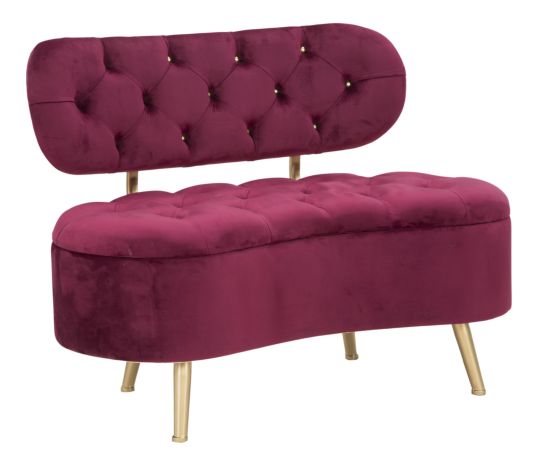 PANCA GLAM CURVA BORDEAUX CM 105X64X79
