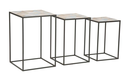 TAVOLINETTI TRIDY SET 3PZ CM 40X40X60-35X35X54-31X31X48
