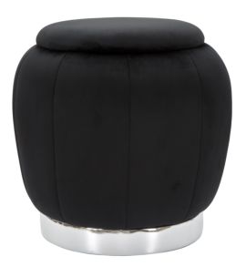 PUFF/CONTENITORE PARIS NERO/SILVER CM Ø 43X43