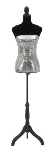MANICHINO PAILLETTES ARGENTO CM 37X23X165